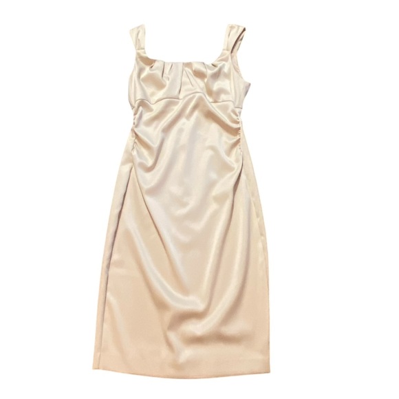 Maggie London Sleeveless Sheath Dress Size 8 Muted Gold Empire Bust Cocktail - Picture 7 of 9